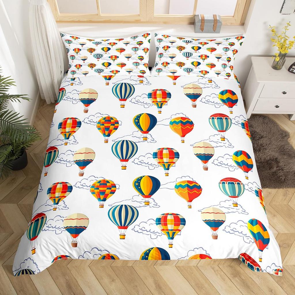 Air Balloon Duvet Cover Sets For Kids Queen King Size Lightweight Down Room Decor 2 Pillowcases And 1 Duvet Cover No Quilt