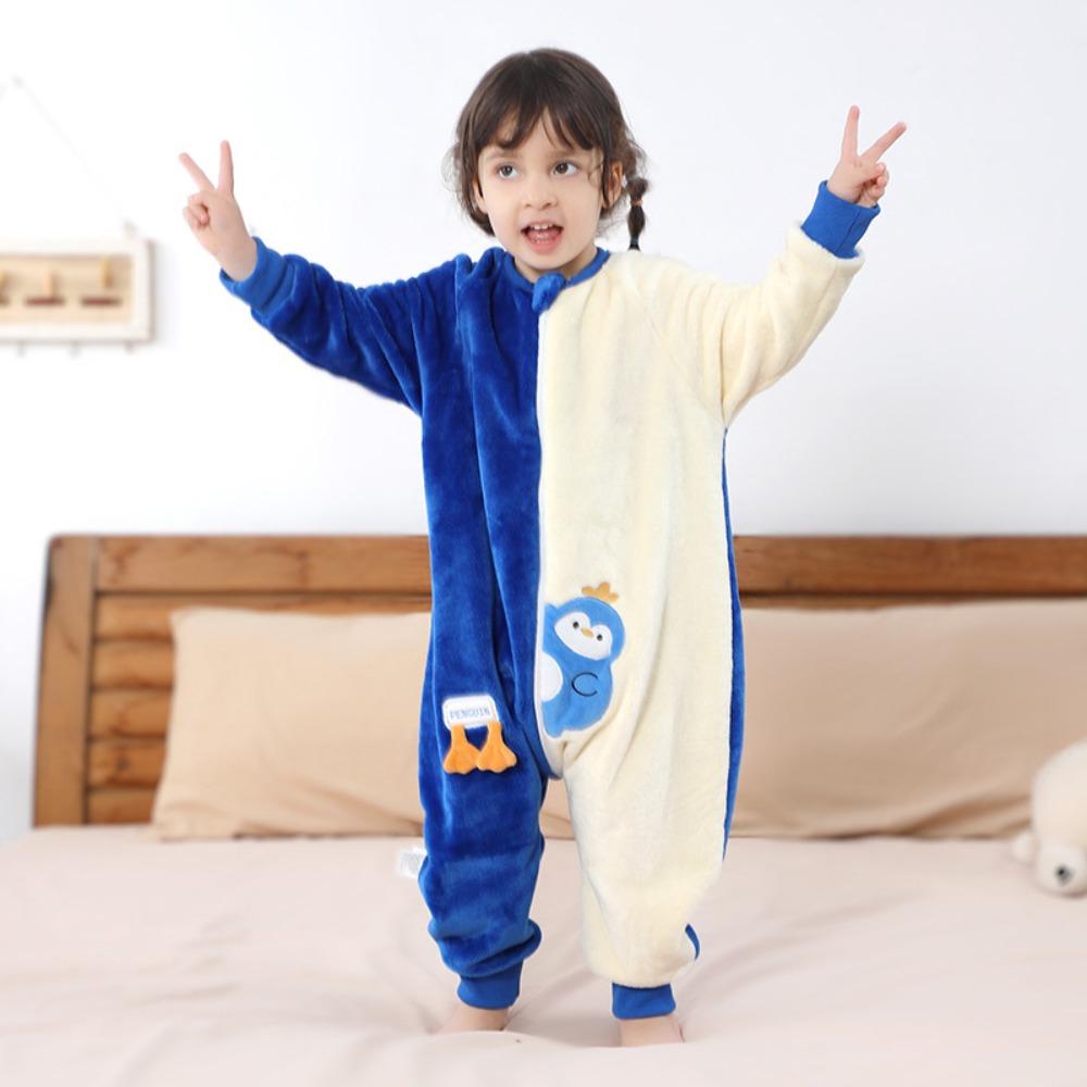 Kids Flannel Onesie Pajamas Cartoon Loungewear Christmas Costume Flannel Sleeping Bag Jumpsuit