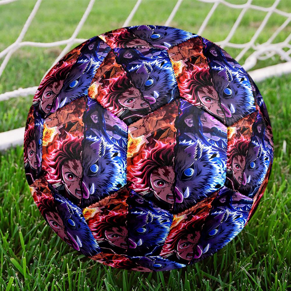 Demon Slayer Print Size 5 Soccer Ball, Standard Match Football for Sports Game and Team Practice, Ideal Gift for Soccer Fans