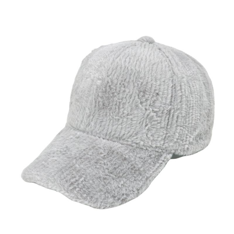 

Hick Plush Warm Baseball Cap Solid Color Искусственный мех Пушистая папа Hat Утепленные регулируемые солнцезащитные шляпы для женщин Осень и зима Adjustable серый