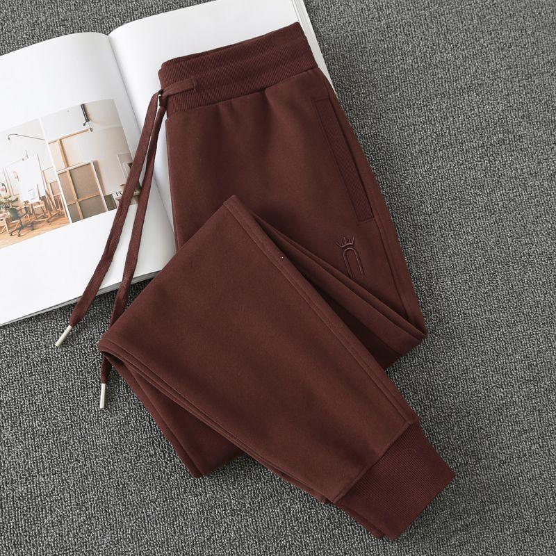 

Универсальные коричневые спортивные брюки весна-осень женские с высокой талией на кулиске весенне-осенние спортивные штаны 2023 новое поступление женские брюки из чистого хлопка Brown L