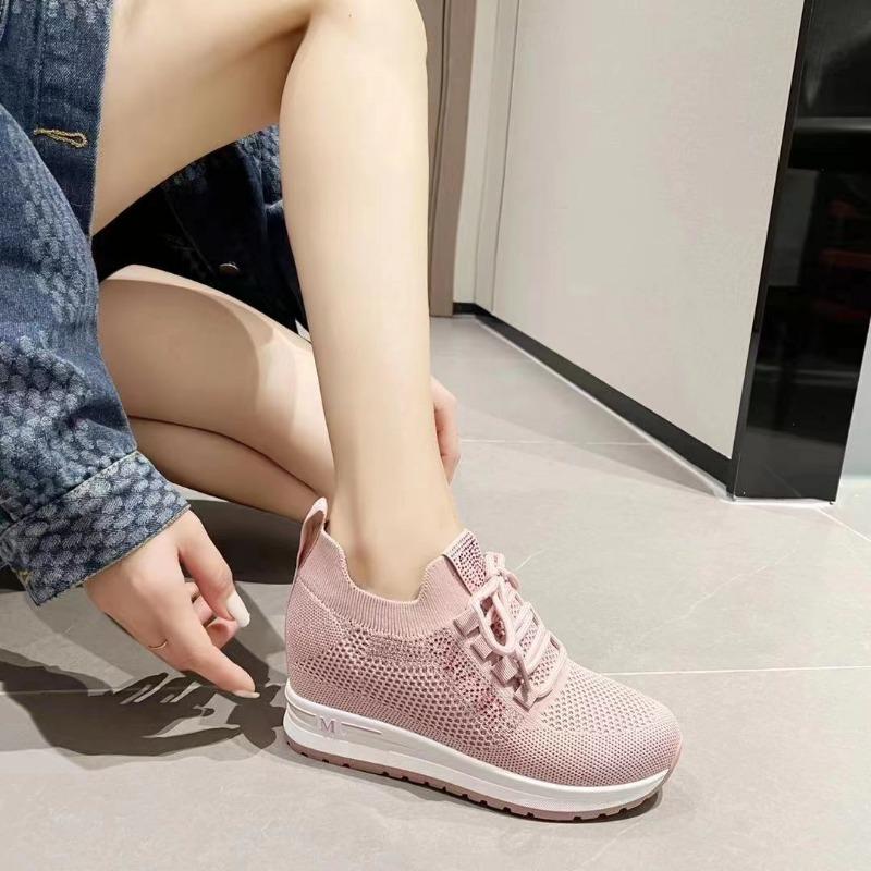 Spring Solid Color Women's Shoes Thick-soled Breathable Mesh Non-slip Casual Comfortable Ladies Shoes Zapatillas De Mujer