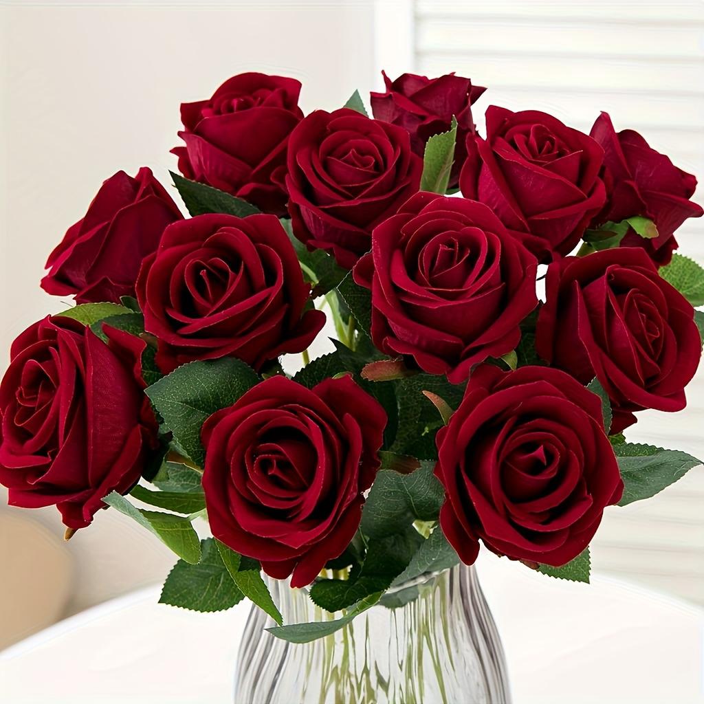 outdoor simulation high-end velvet rose, anti UV real touch, suitable for outdoor gardens, wedding season, Valentine's Day, bridal bouquet materials,