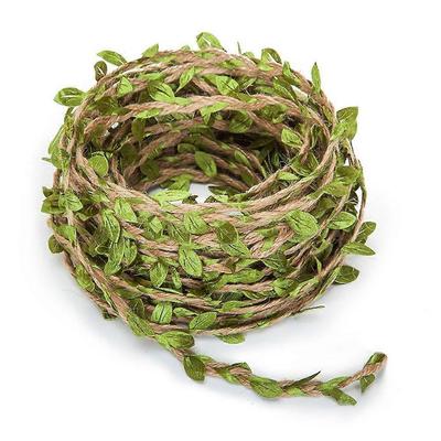 5m Umělá listnatá liána Rustikální jutový provázek Vintage džungle girlanda Listoví Ratan Zelené listy Stuha Balení