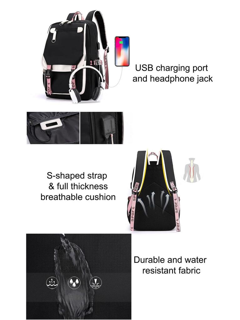 New Large-Capacity USB Schoolbag for Girls: Perfect for Elementary To High School, Travel, and Leisure