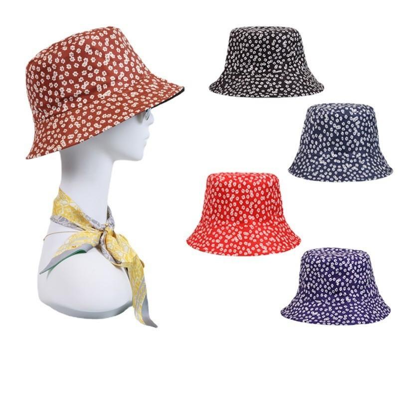 Summer Fresh Fisherman Hat Floral Print Wide Brim Sun Hat Bohemian Style