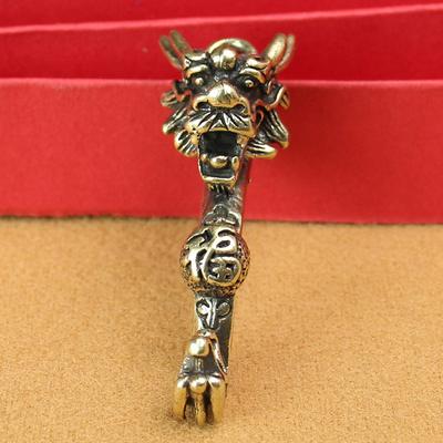 Creative Brass Keychain Pure Copper Handmade Auspicious Big Ruyi Car Key Chain Pendant Small Pendant Gift Gift
