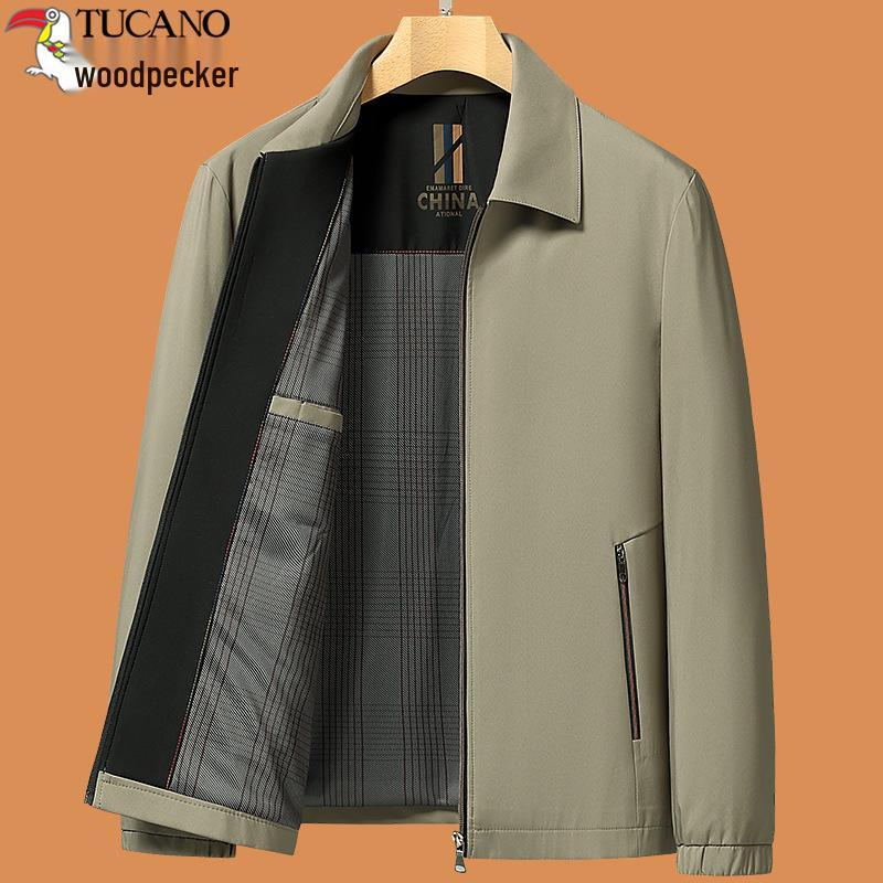 Woodpecker 2025 Men s Outerwear: Spring/Autumn Jacket for Middle-Aged & Elderly 180/XL (115-135 Jin)