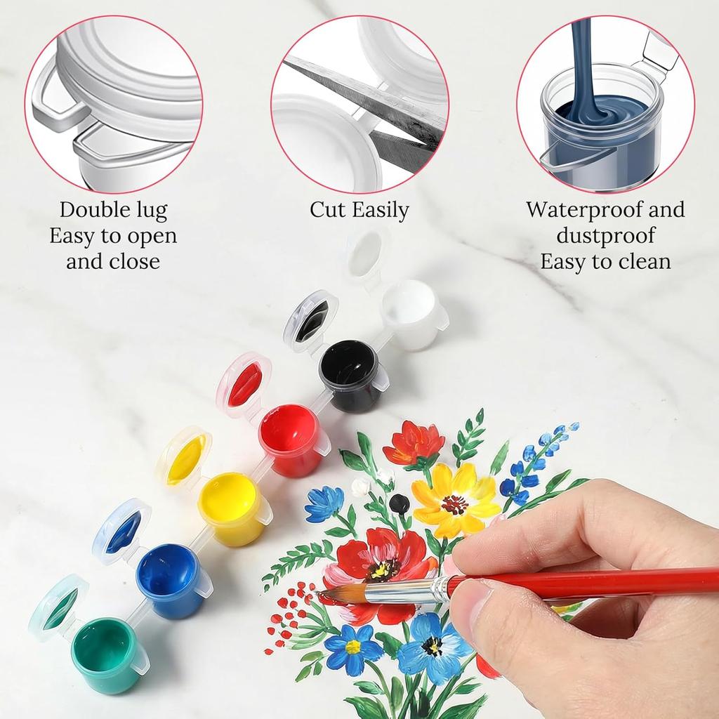 10/20 Strips 2ML 3ML 5ML Empty Paint Pots Clear Storage Containers Paint Box Paint Brush Arts Crafts Supplies for Paintings