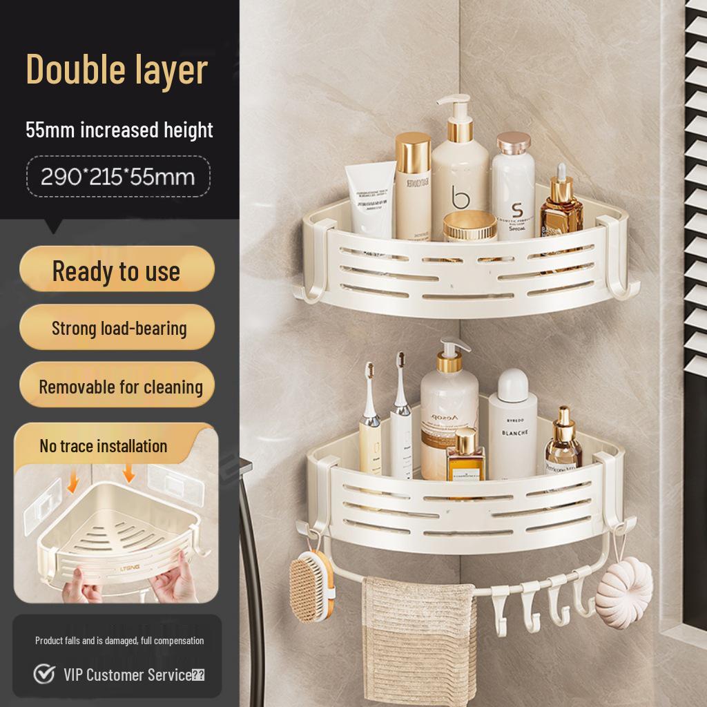 No-Drill Triangle Bathroom Wall-Mounted Shelf
