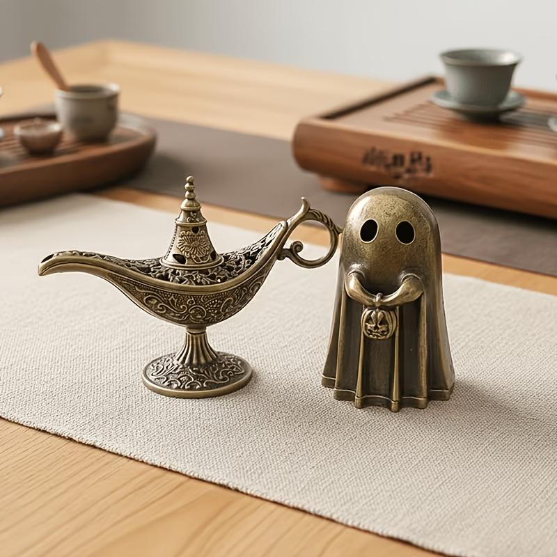 2pcs Ghost Handheld Pumpkin Incense Holder Vintage Metal Genie Lamp Shape Incense Holder |Home Yard Tabletop Decor 7