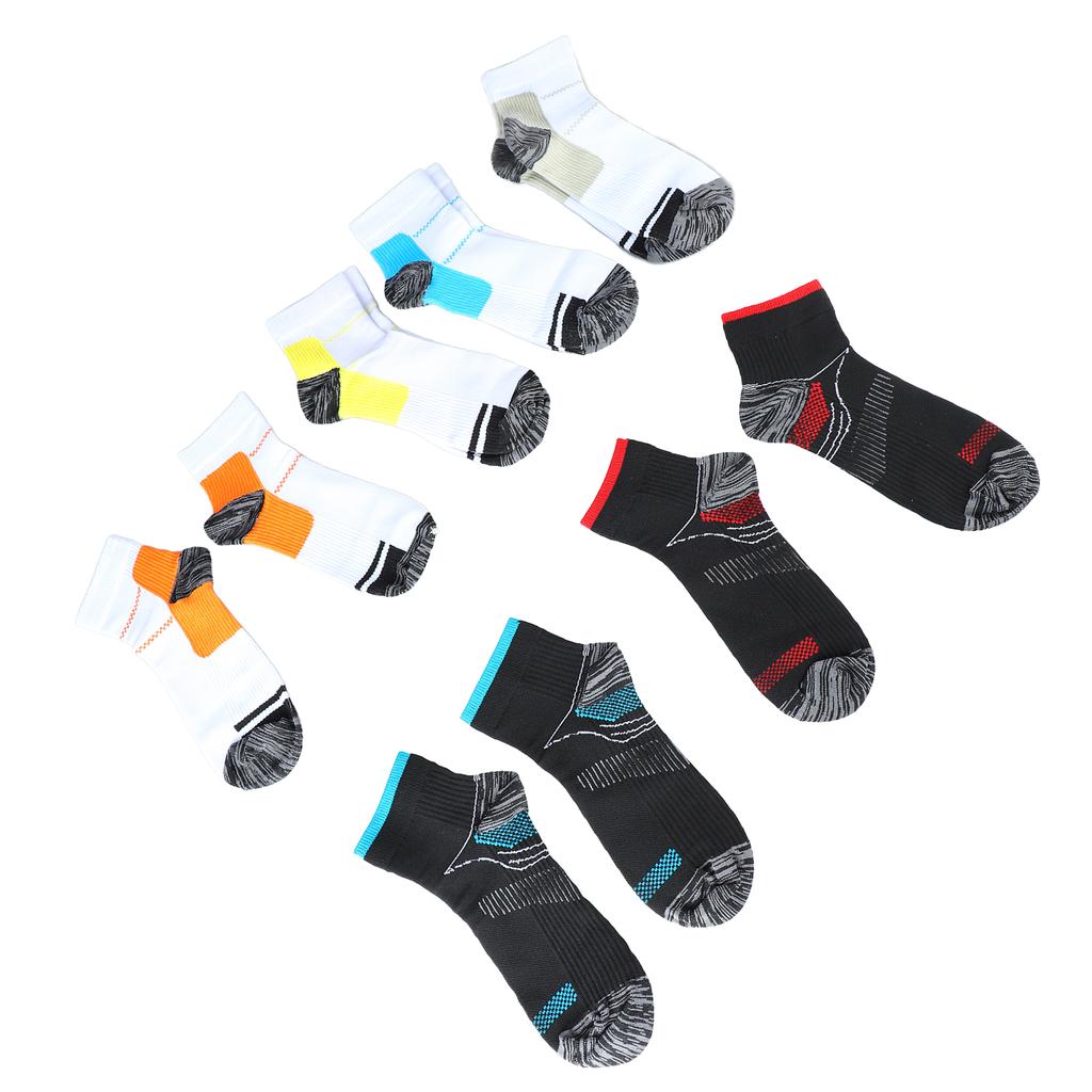 6 Pairs Short Sports Socks Sweat Absorption Breathable High Elasticity Compression Socks for Men Women Color Mixed Free