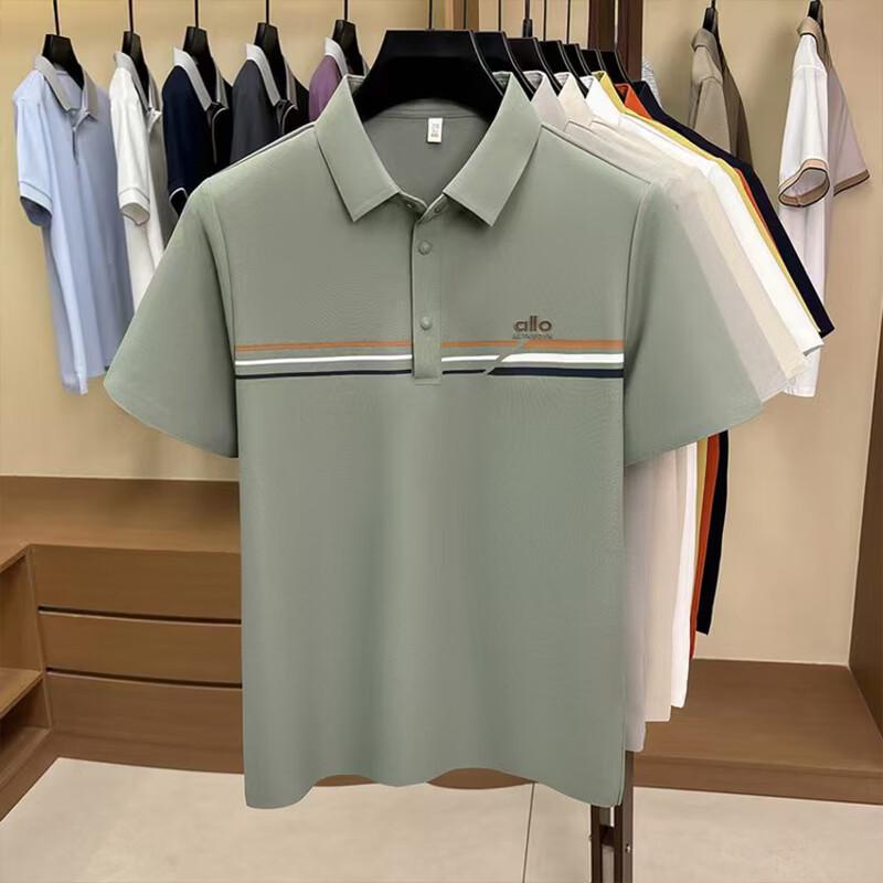 Raphenny Men s Business Casual Short Sleeve Polo Shirt M/105 зелёный