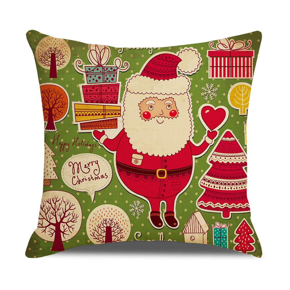 Home Christmas Decorative Pillowcase Bedroom Living Room Sofa Cushion Cover Santa Claus Elk Dwarf Printed