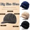 Big Size 65cm Keep Warm Beanies for Men Outdoor Short Brim Duck Tongue Cap Winter Plush Thick Fried Dough Twists Knitting Hat