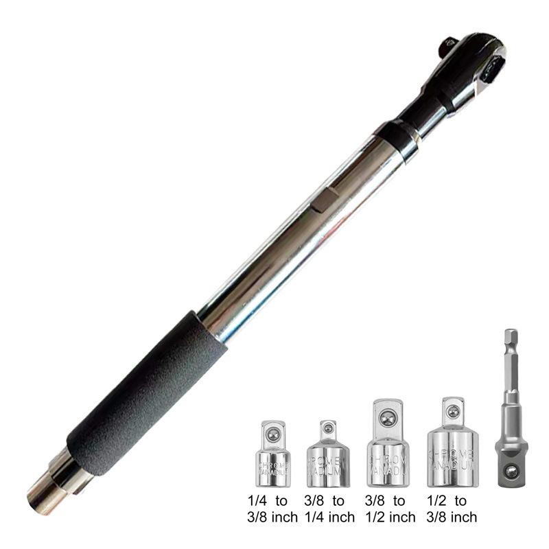 1 Satz Knarrenschlüssel Hohes Drehmoment Auto Reparaturwerkzeug Offset Schlagverlängerungsschlüssel 1/2 Manuell Automatisch All-in-One 4 Adapter