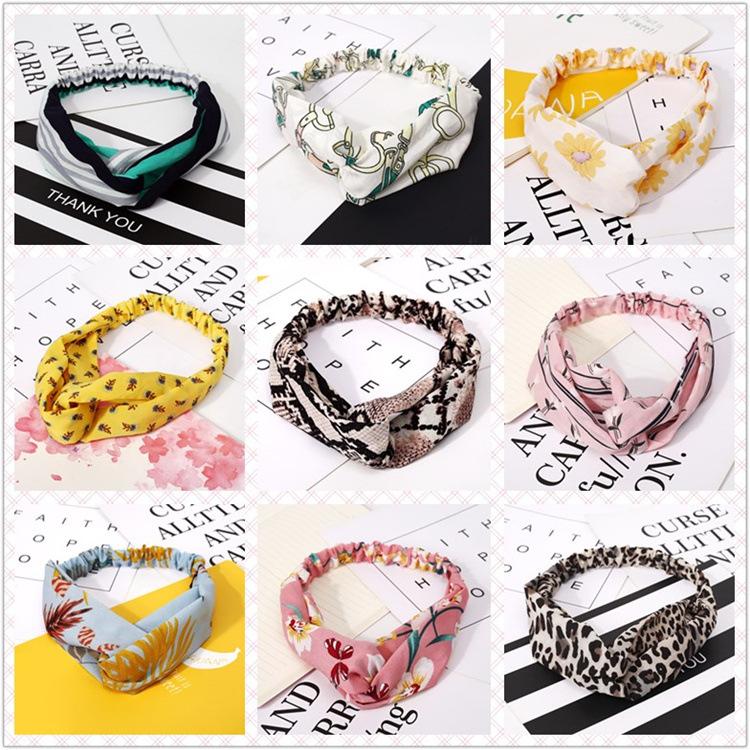 Kvinners Pannebånd Mote Jenter Bohemsk Trykt Kryss Hårbånd Vintage Turban Hårstrikker Bandana Hodeplagg Tilbehør scrunchie
