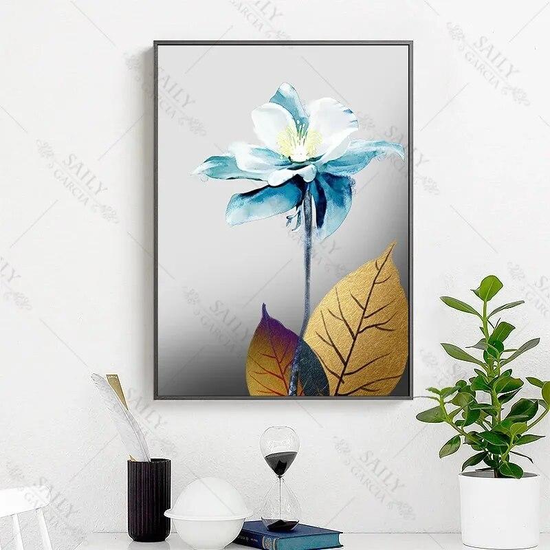 3Pcs Abstract Gold Butterfly Flower Canvas Painting Modern Bedroom Decoration Wall Art Picture for Living Room Geometric Print R