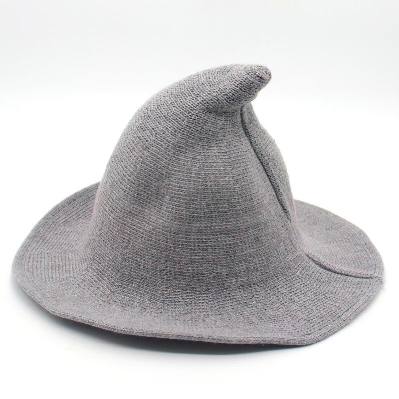 Thickened Wool Foldable Witch Hat Halloween Eaves Spiked Witch Hat Cosplay Hat
