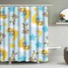 Blue Dream Kids Shower Curtain Set Teddy Bears Sleep On Clouds Stars with Moon Design for Bathroom Decor In Pastel Colors