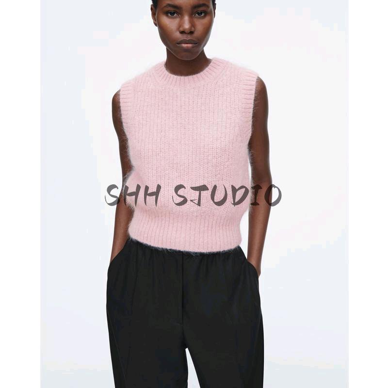 CS 25 Spring New Women's Clothing Standard Edition Short Mohair Blended Knitting Vest Jacket 1202718
