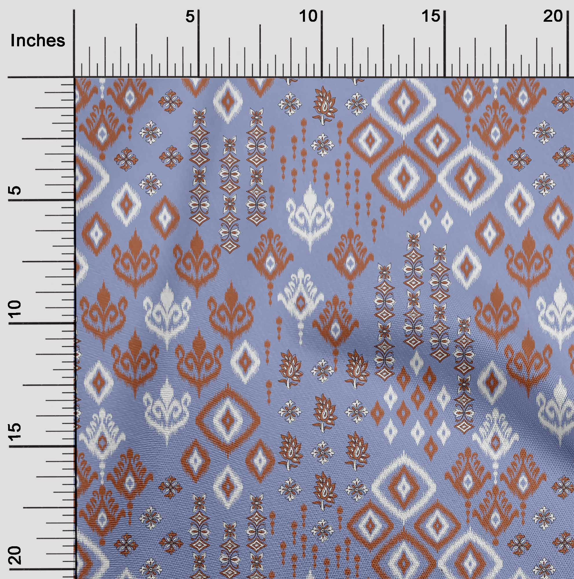 

oneOone Cotton Flex Fabric Block & Geometric Ikat Print Fabric By The Yard 40 Inch 42 Inch Wide - Viscose Chiffon синій