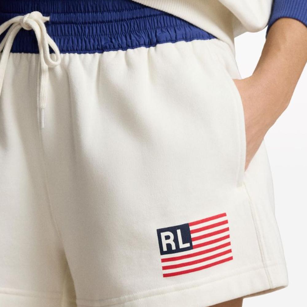 Polo Ralph Lauren Verão24 Estampa com Logo de Letras Cintura Média Cordão Shorts Casuais Shorts Femininos Branco 211935604-001