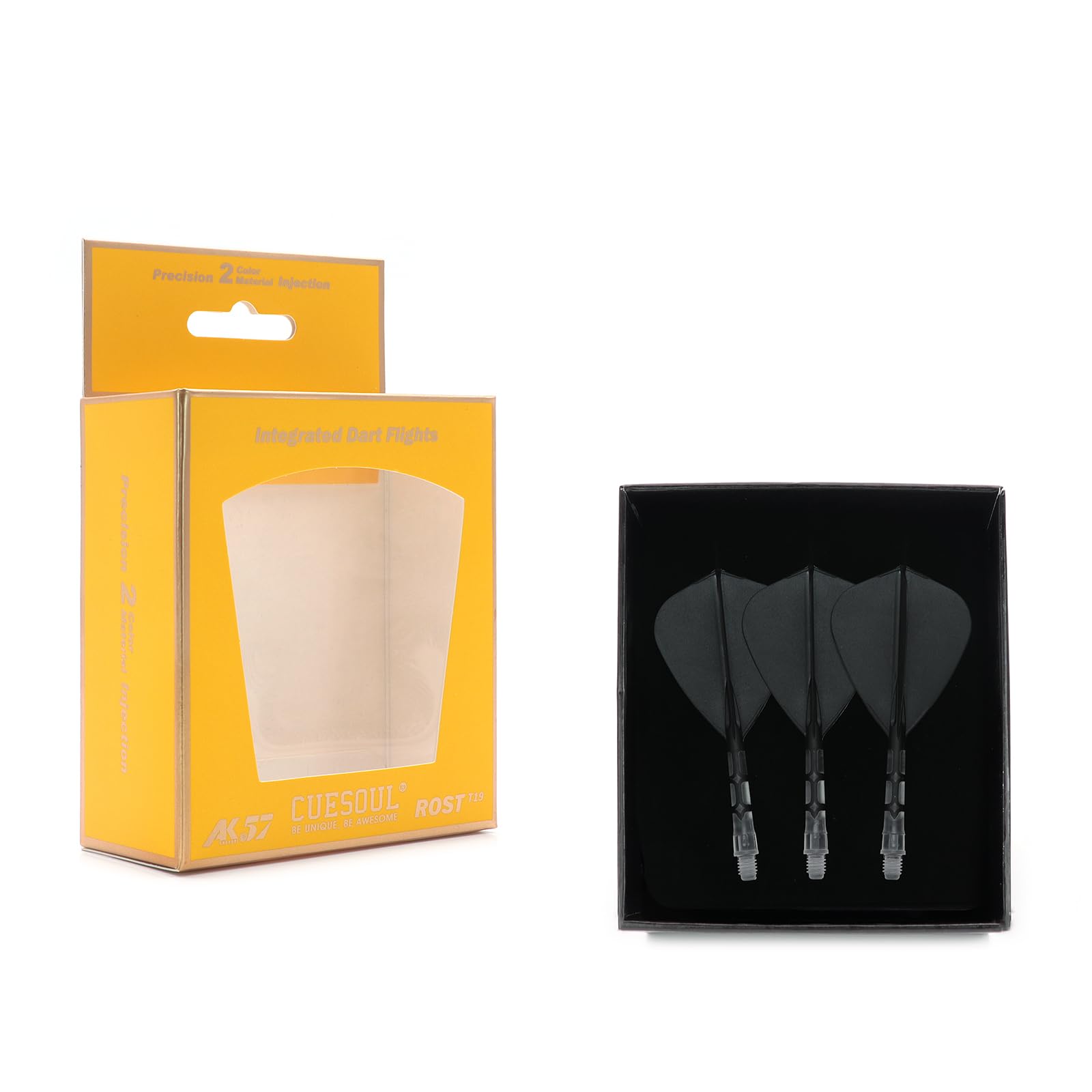 

CUESOUL ROSTAK57 T19 Series Mixed Shaft Integrated Kite Shape Set of 3 Two-Tone Dual-Material Flights, Series, (Black) CS-AK57FZ1M чёрный