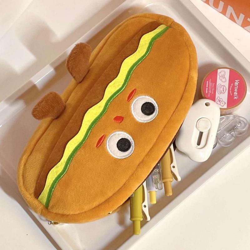 High-Capacity Cute Hamburger Pencil Case for Students