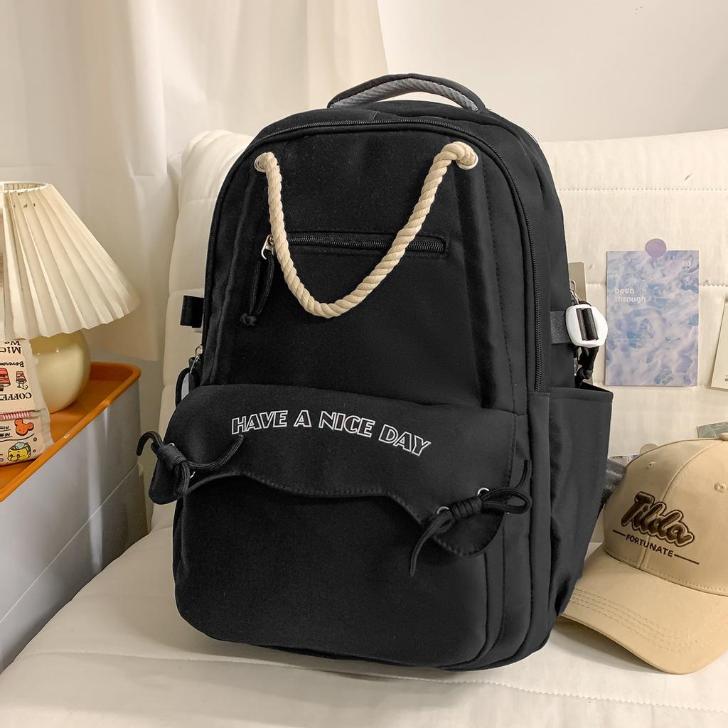 Schoolbag college students high-value backpack new lightweight junior high school schoolbag ins niche multi-layer large-capacity backpack