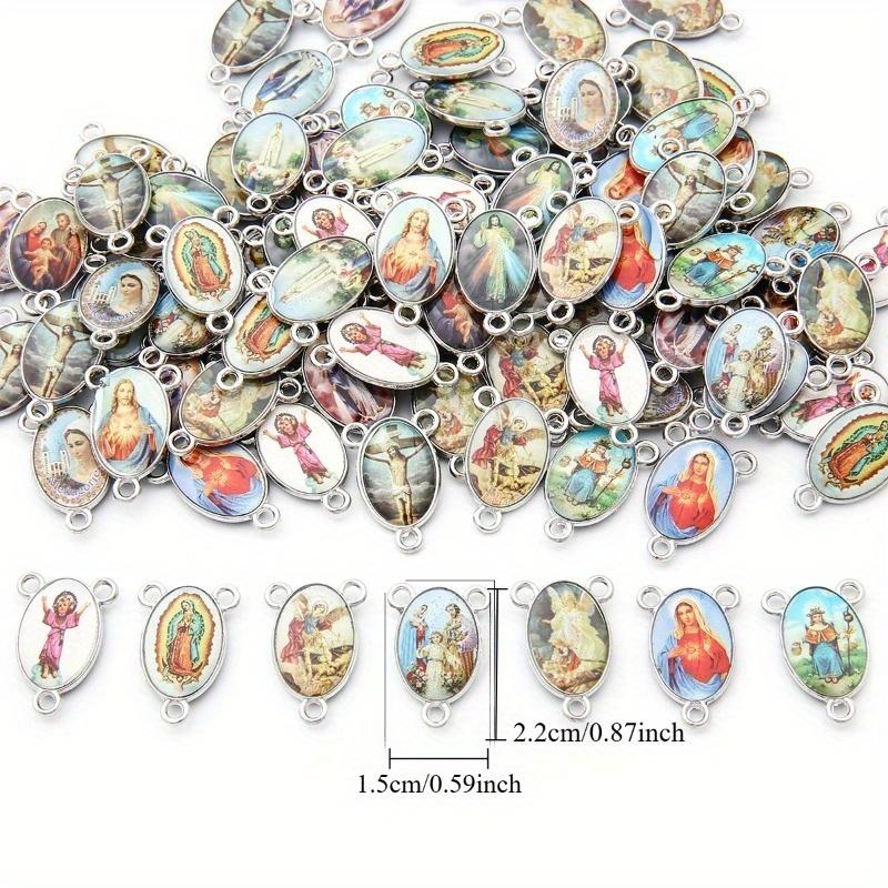 Mix 20Pcs Jesus Virgin Mary Three Hole Charm Pendant for Diy Jewelry Making Accessories Zinc Alloy Religion Pendant.