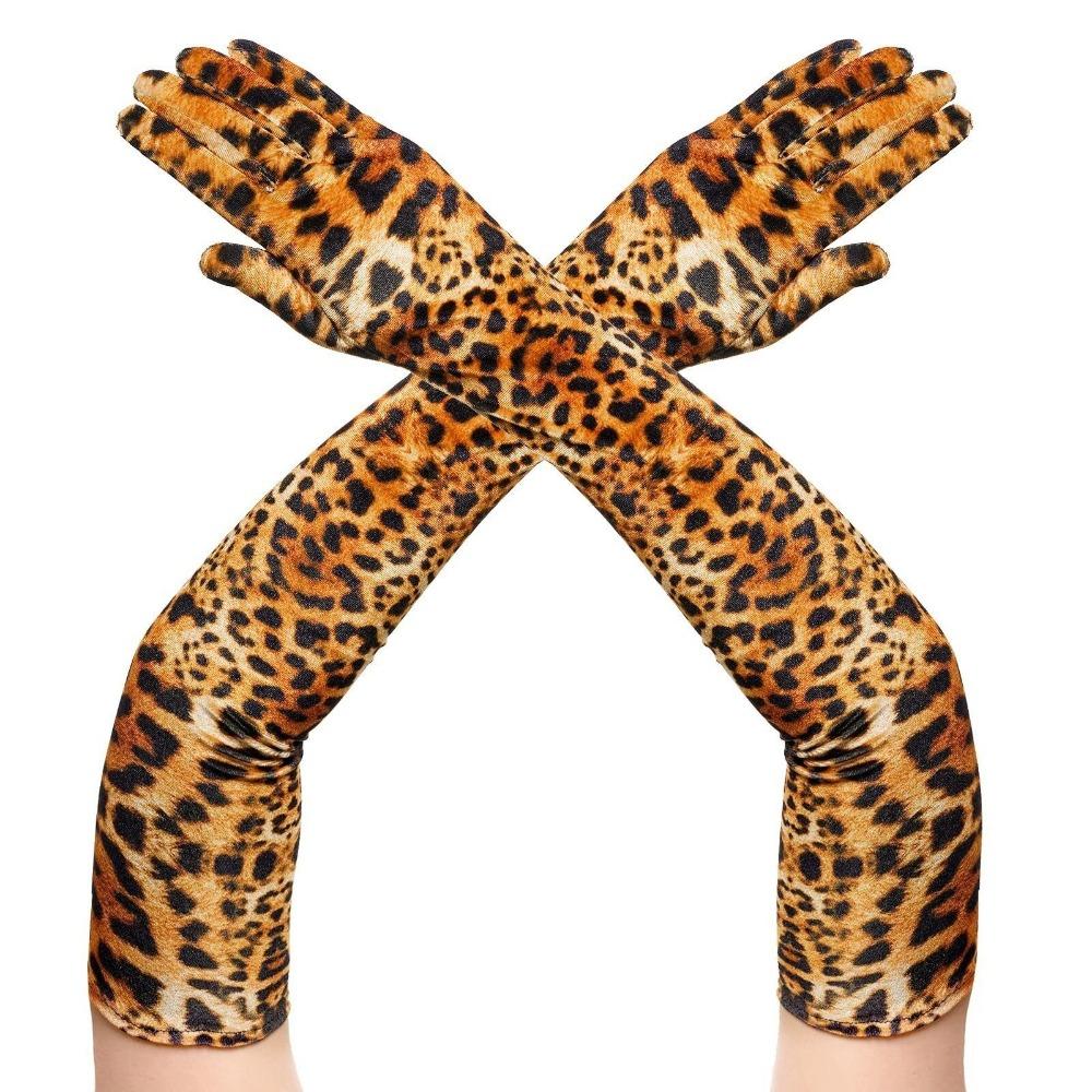 

Длинные бархатные перчатки на всю руку, косплей, этикет, митенки, милые перчатки с леопардовым принтом, зимние Style A
