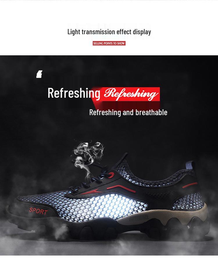 2026 Summer Men's Lightweight Mesh Outdoor Shoes: Soft Sole, Sports Casual, Breathable, Water-Resistant