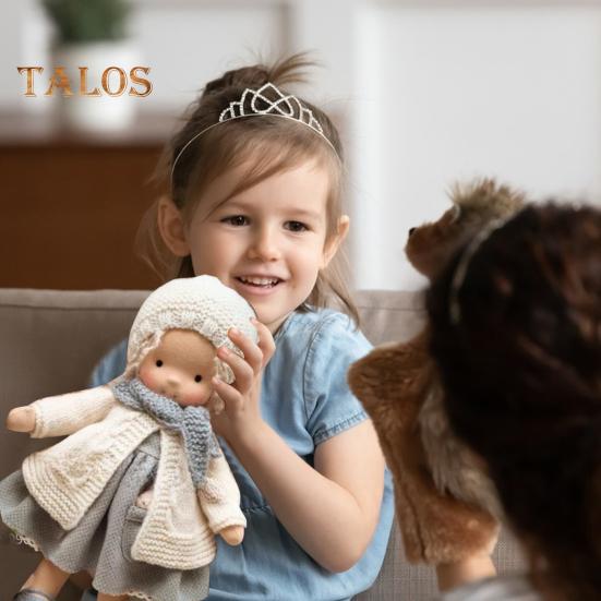 Păpușă Waldorf lucrată manual Haine elegante Păpuși tricotate expresie cu păr moale Cadou de păpușă vintage croșetată pentru prietenii familiei Călătorii în aer liber Decor acasă