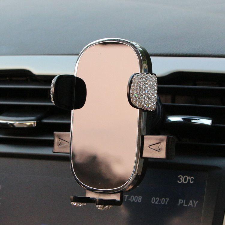 

Rhinestone Car Phone Holder: Horizontal Suction Cup for Center Console, Multi-Functional Navigation Support