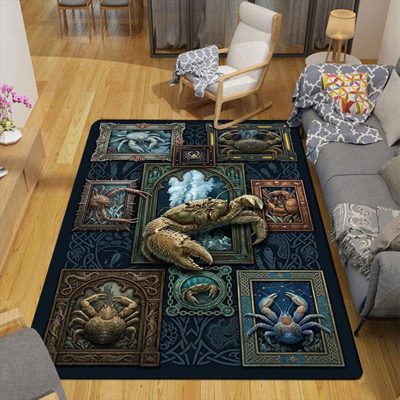 Crab Variations Art Pattern Rug Floor Mat for Living Room or Bedroom Soft and Comfortable Carpet a Gift for Birthday and Holiday.