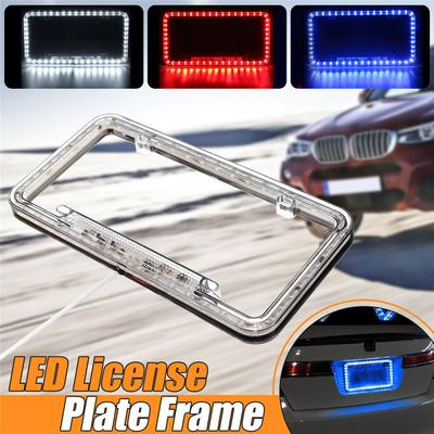 12V Red 54 LED Light Acrylic Plastic US Car Rear License Plate Cover Frame Kit78