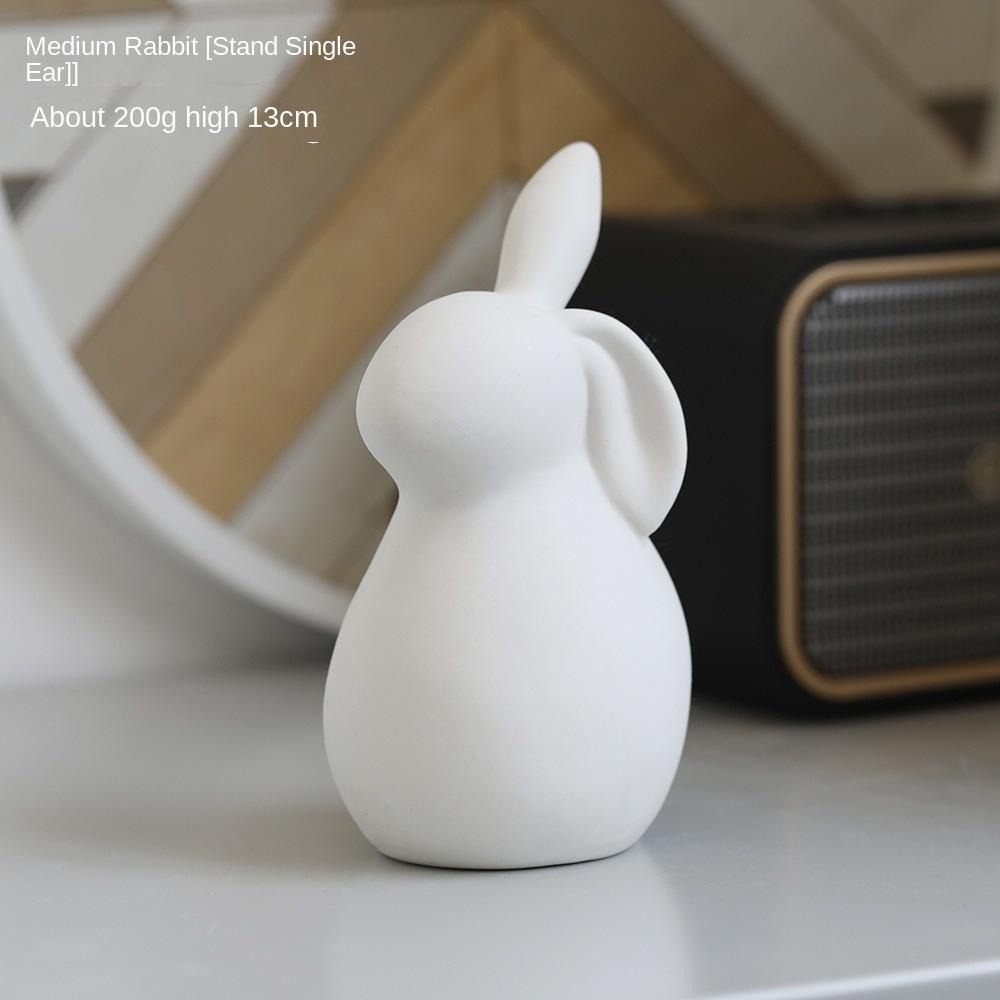 Kawaii Hare Ceramics Rabbit Figurines Nordic Style Hand Painting Embryo Easter Bunny Egg DIY Animal Ornament Room Decoration