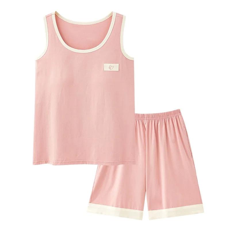 Modal Fabric with Cushion Pajamas Female Summer Thin Section Sleeveless Undershirt Shorts Cartoon Leisure Home Wear Sleepwear