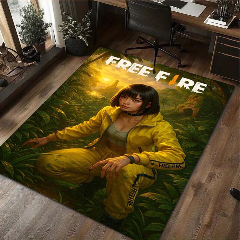 1Pc Free Fire Print Rug - Computer Chair Area Rug Home Decoration Carpet For Living Room Bedroom Flooring Mat