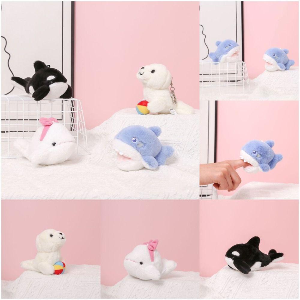 Shark Animal Beluga Plush Keyring Ocean Series Orca Plush Keychain Cute   Toddlers
