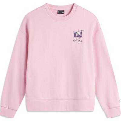 Comfortable Casual Cartoon Fleece Loose Long Sleeve Sweatshirt Women Sweatshirt Sheer-Pink AWDUF16-2