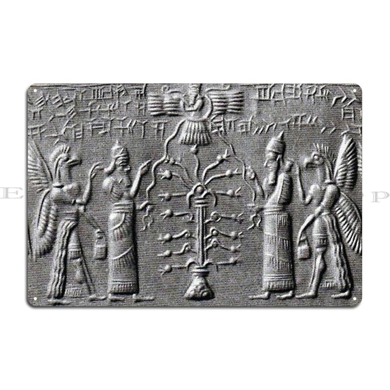Anunnaki Those Who From The Heavens Came Sumerian Tablet Code of Hammurabi & Utu Metal Cave Funny Wall Decor Tin Sign Poster