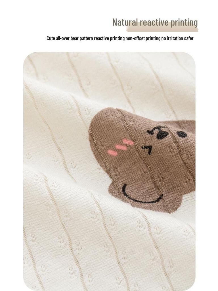 Newborn Ultra-Thin Cotton Long-Sleeve Romper with Belly Protection - Breathable, A-Class, Perfect for Summer and Air-Conditioned Spaces.