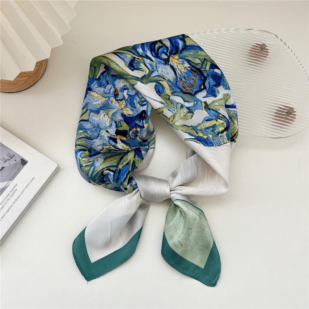 

Маленький квадратный шарф с цветочным узором для женщин: Аксессуар для шеи на весну и осень 23 Enchantress синий