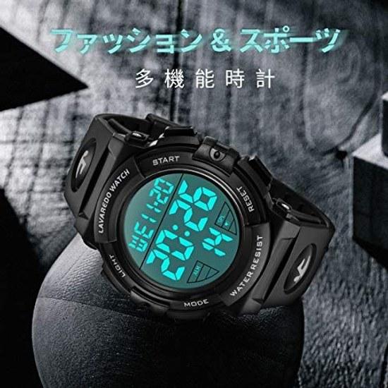 Relógio Esportivo Digital Masculino Senors 50 Metros à Prova d'Água Estiloso Multifunção Display LED para Exterior (4-Preto)