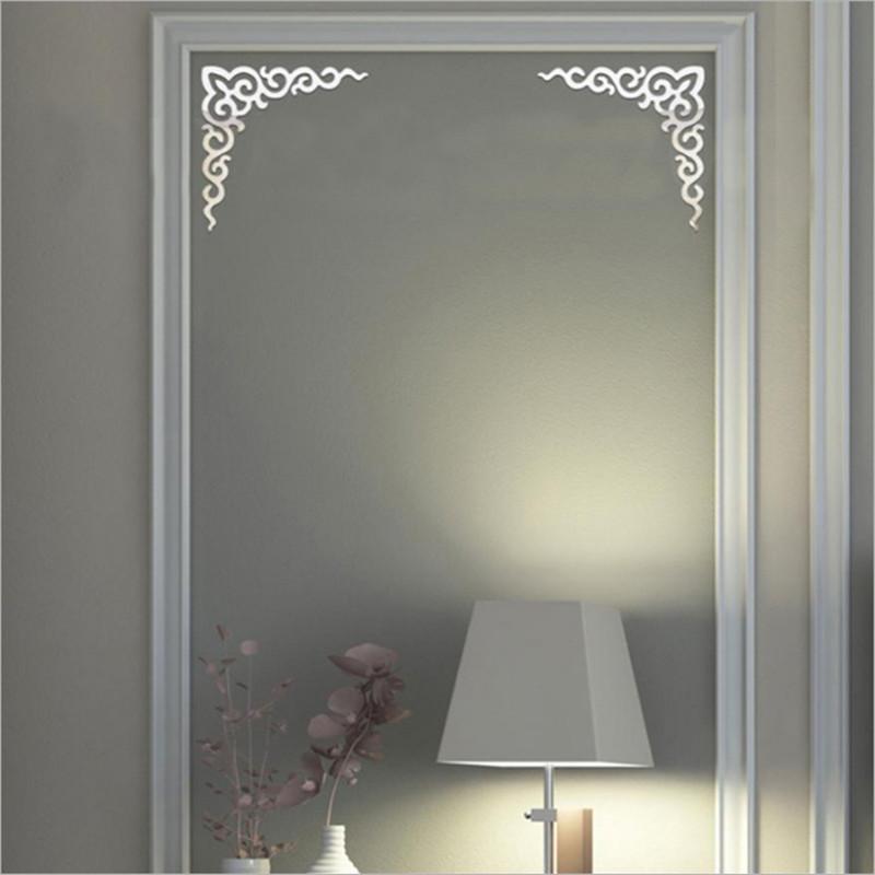 

3D наклейка на зеркало в современном стиле, зеркало во весь рост, декоративная акриловая фоторамка, наклейка-бордюр серебряный