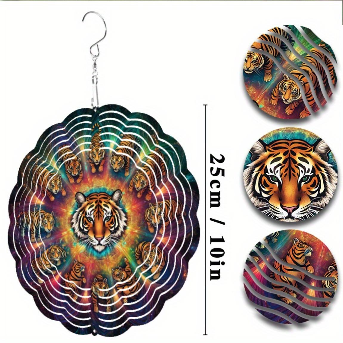

Hanging Wind Chime with Vibrant Tiger Design 10 Inch Lightweight Metal Art for Garden Patio Balcony Decor 360 Degree 01A