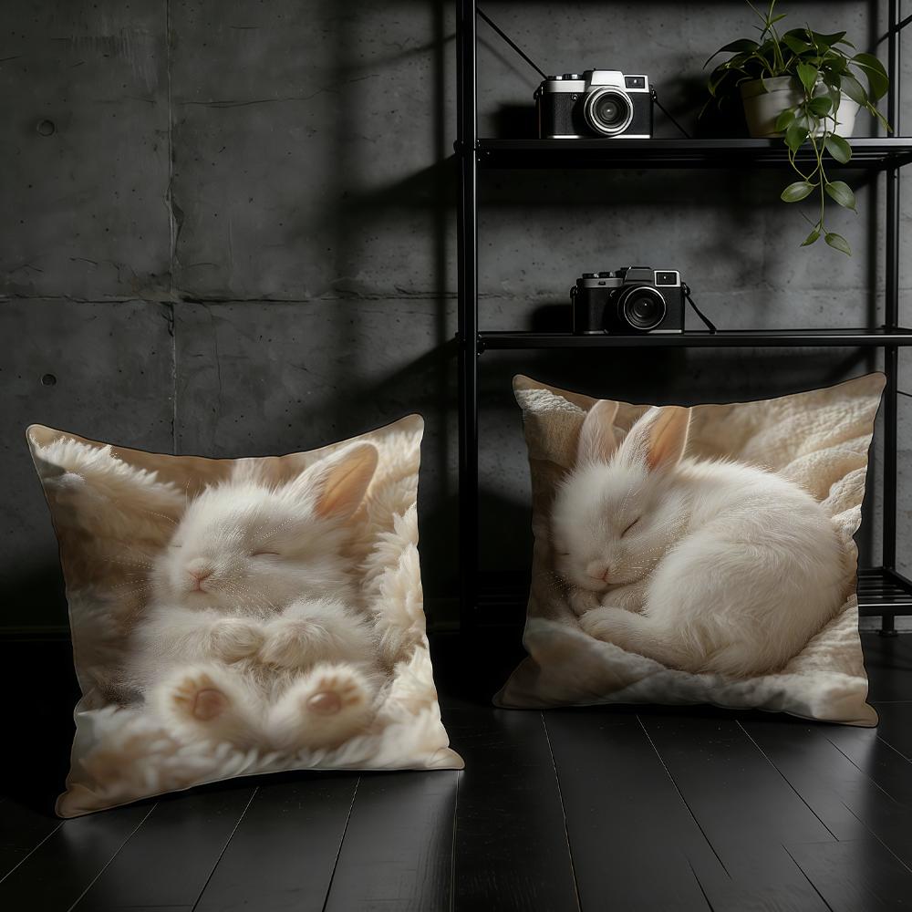 Cushion Cover Sleep Cute Birthday Anniversary Rabbit Gifts Angora Double Sided Printed Zipper Cushion Cover Soft Skin Bedding