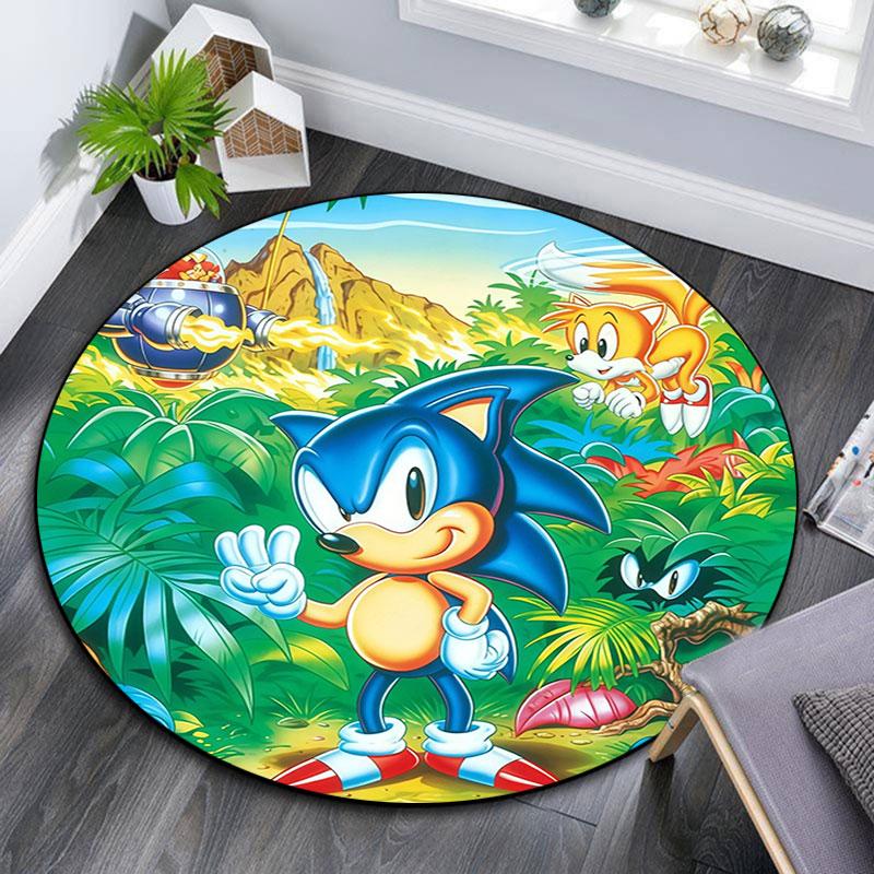 Sonic the Hedgehog2,Round Area Rug,Carpet Rug for Living Room Bedroom Sofa Playroom Decor,Non-slip Floor Mat